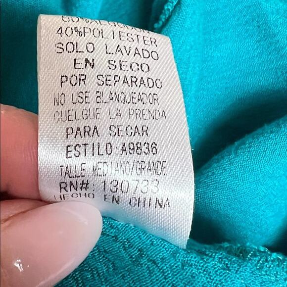 Umgee Turquoise Kimono Open Cardigan with Crochet Trim Size M/L - Picture 6 of 7